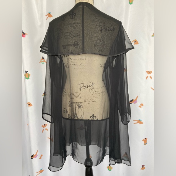 Sheer Black Button-Up Cardigan - Picture 5 of 7